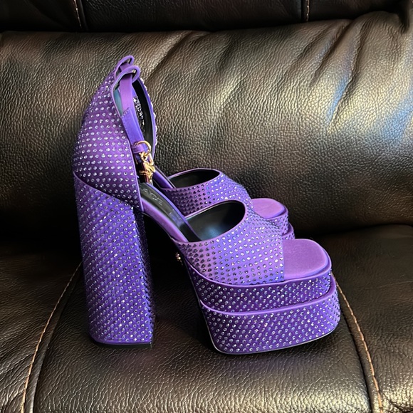 Versace aevitas crystal embellished Medusa logo platform sandals heels NEW - Picture 8 of 11